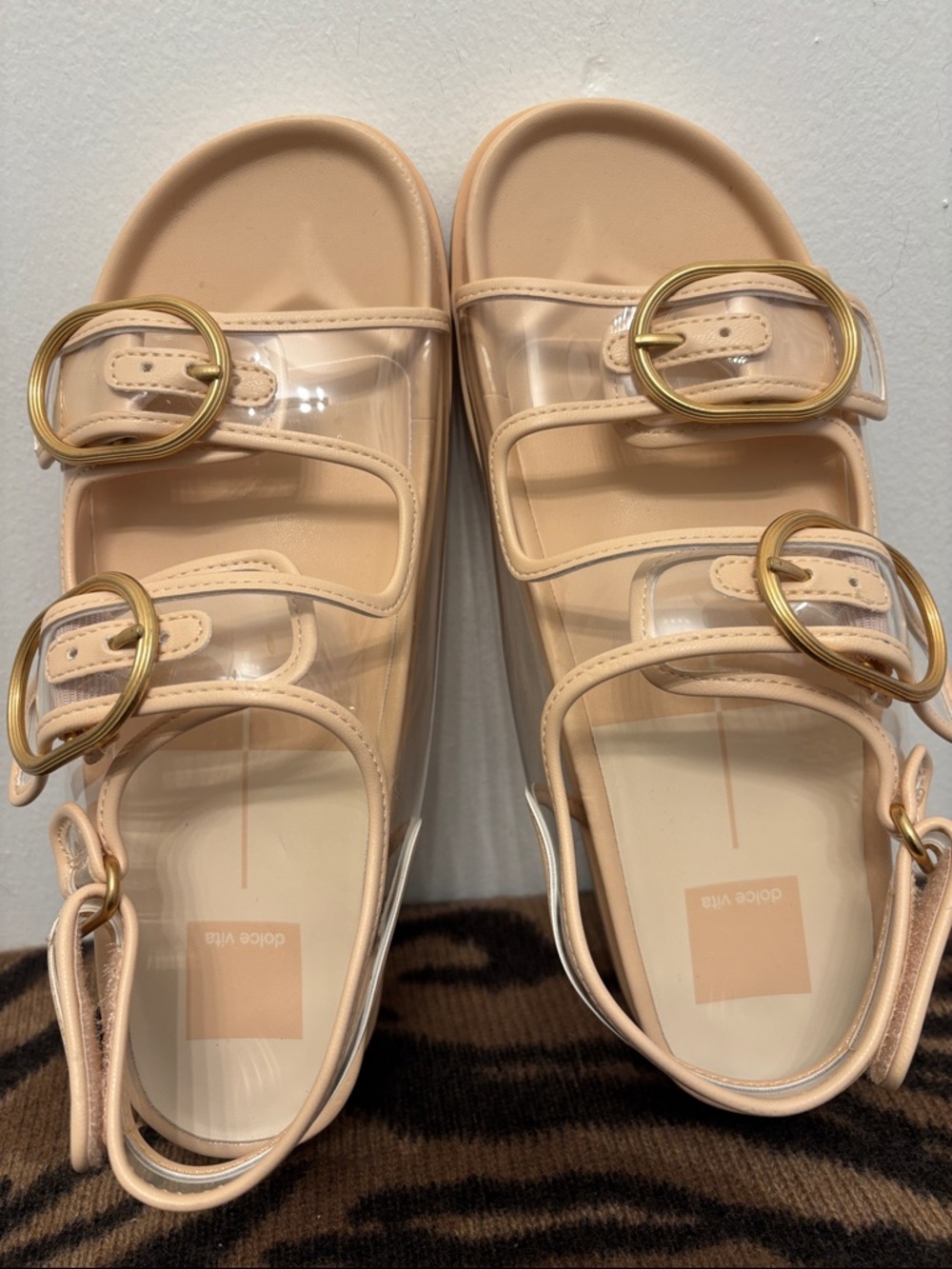 Dolce Vita Nude Clear-Strap Buckle Sandals
